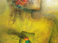 Mario Gómez, Primer fuego, óleo sobre tela, 135 x 80 cm.